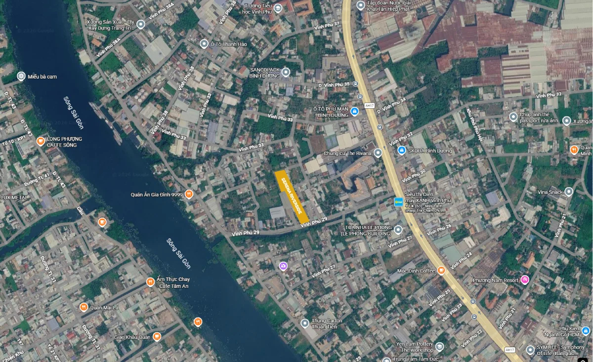 Phân tích lợi thế "Kép" vị trí dự án căn hộ Serena Riverside Vị trí dự án căn hộ Serena Riverside gần sông và tiện kết nối đại lộ Bình Dương
